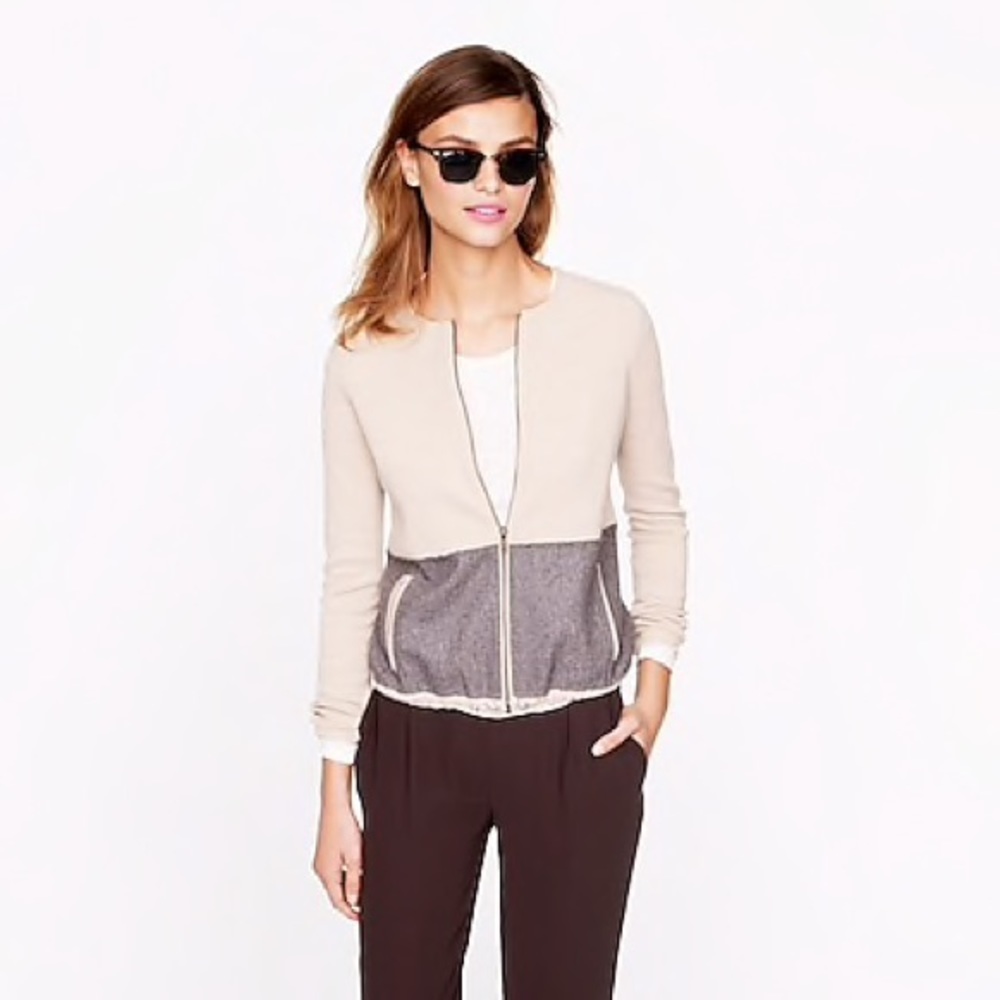 J.crew two tone zip wool cardigan sz.XL